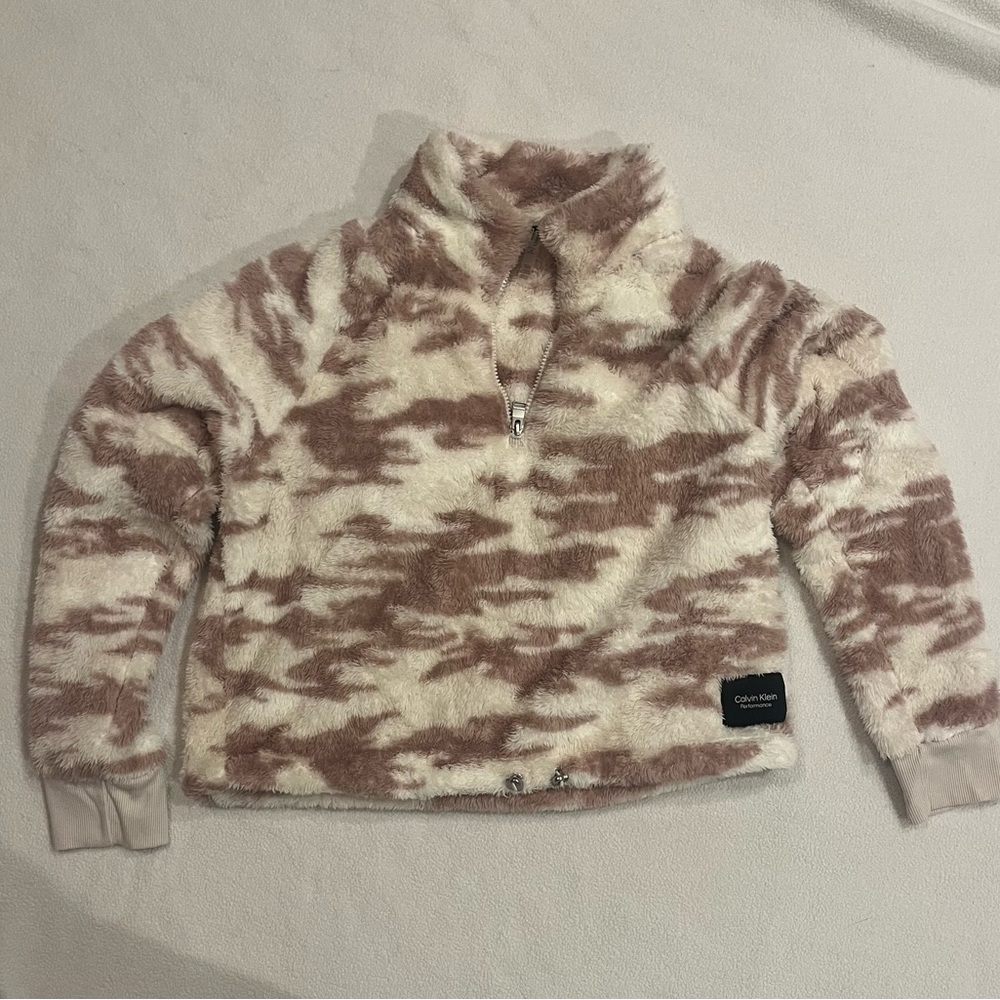 Calvin Klein Cream and Brown Fleece Pullover